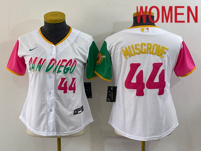 Women San Diego Padres 44 Musgrove White City Edition Nike 2022 MLB Jerseys